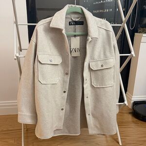 Zara Women's Light Beige Shirt Jacket